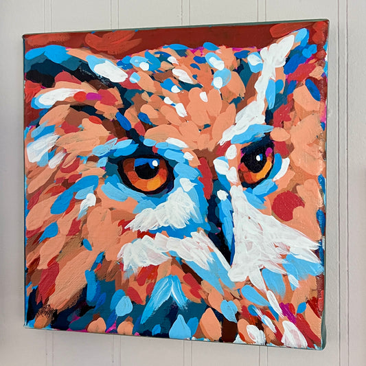 "Hoot" 8x8 Orignal Acrylic Painting