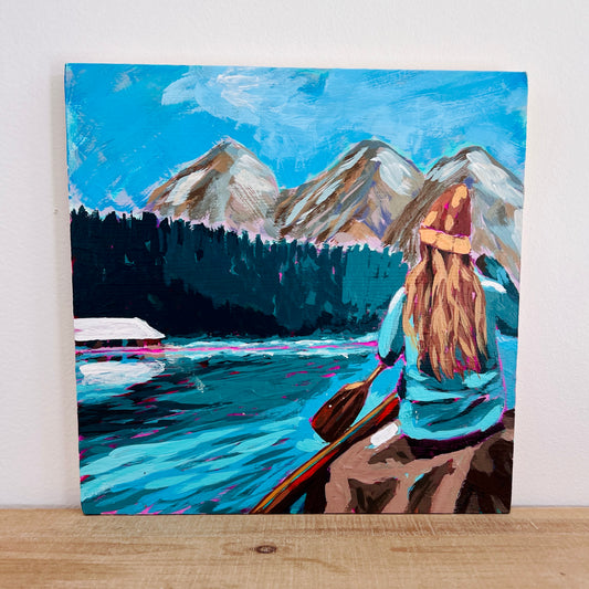 "Paddler" 8x8 Original Acrylic Painting
