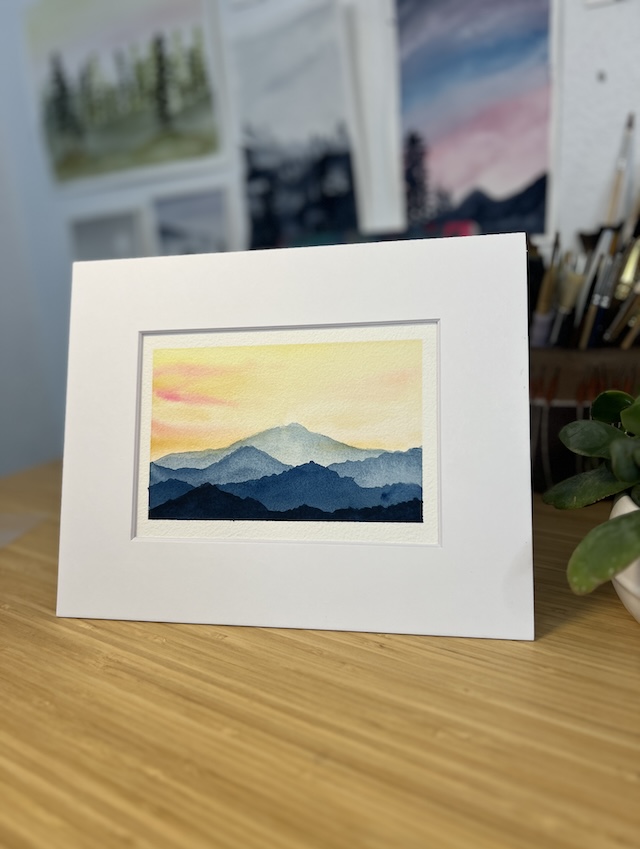 mountain sunrise watercolor tutorial