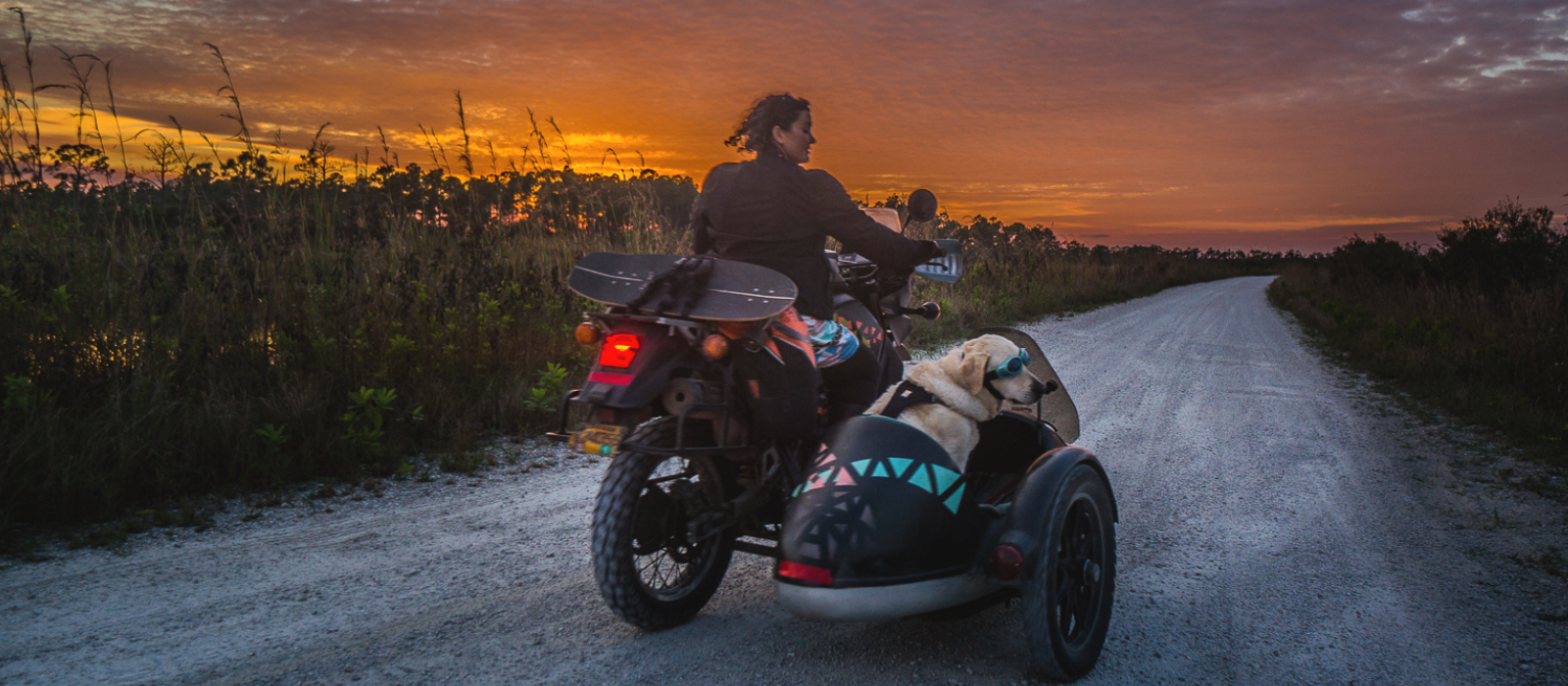 Mallory & Baylor the Sidecar Dog Sunset Ride